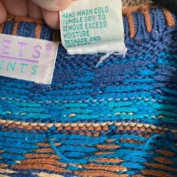 Vintage Segrets Sun Prints Blue Southwestern Knit Sweater Vest Women’s Size L - Picture 7 of 8